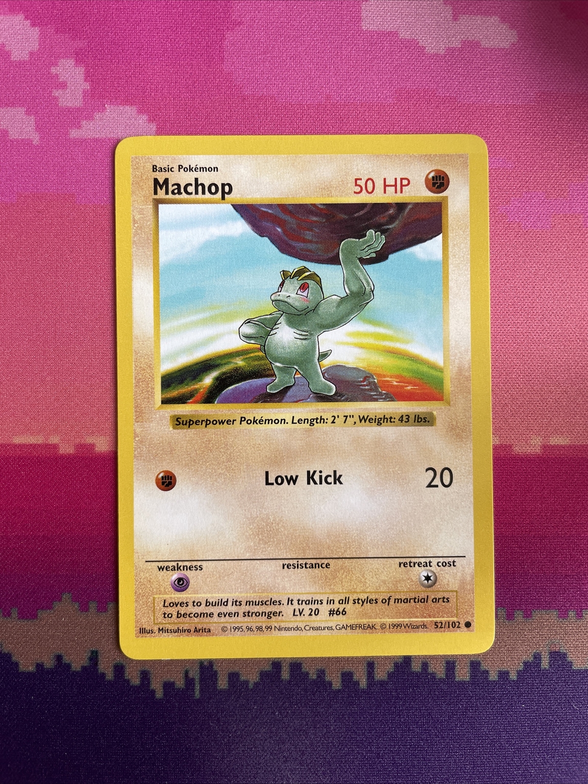Pokemon Card Machop Shadowless Base Set Common 52/102 NM