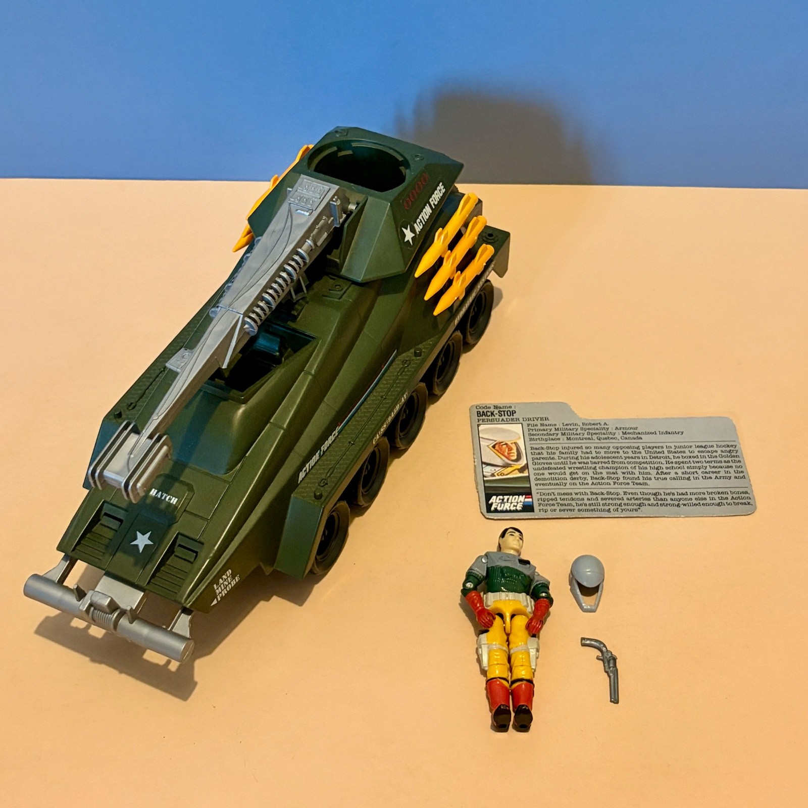 Vintage Action Force / G.I. Joe - 1987 - Persuader - With Back Stop