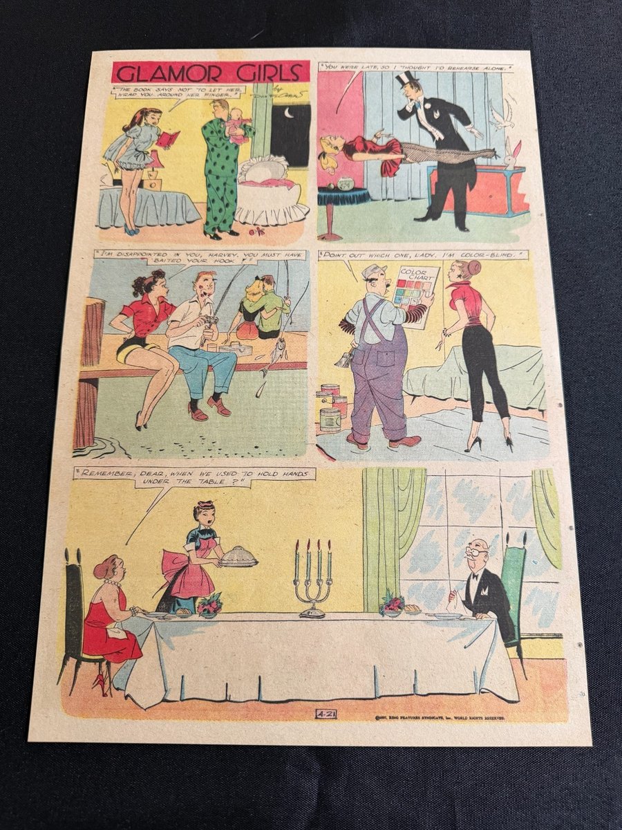 #T01 GLAMOR GIRLS by Don Flowers Lot of 3 Sunday Tabloid Half Page Strips 1957