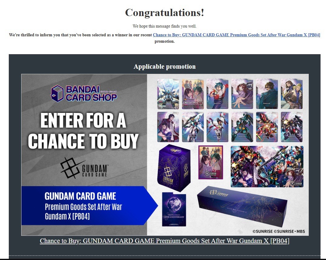 gundam card game premium goods set after war gundam x [pb04],