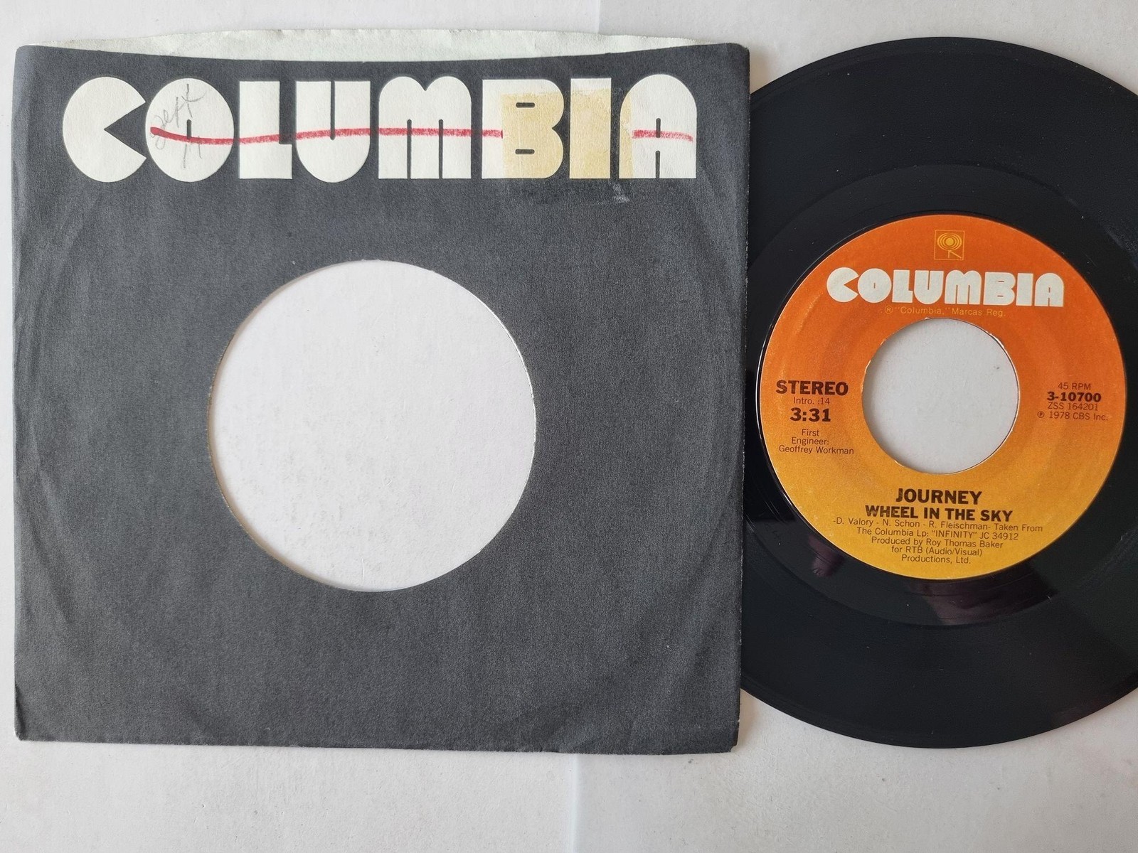 Journey - Wheel In The Sky 7'' Vinyl US STUDIO VERSION