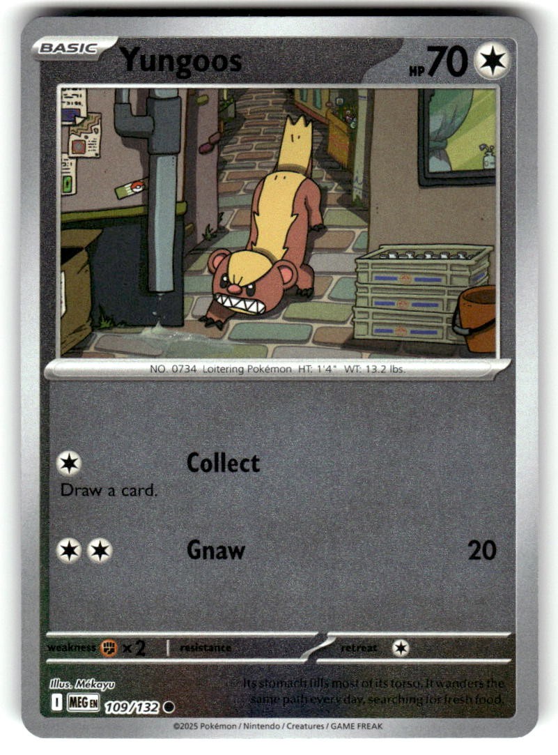 Yungoos Reverse Holo Common Mega Evolution 109/132 quasi nuovo