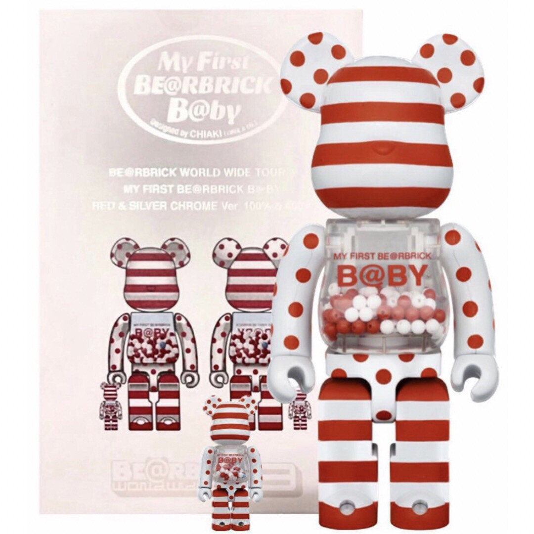 Mon Premier Be@Rbrick B @ Par Rouge & Argent Chrome Ver. 100% & 400% Bear Brick