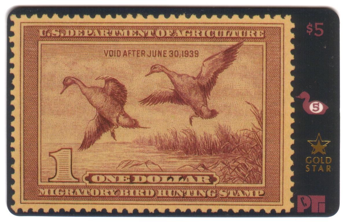 Anatra Caccia Permesso Francobollo Card 5' Void Dopo 591m Pintails Oro Telefono