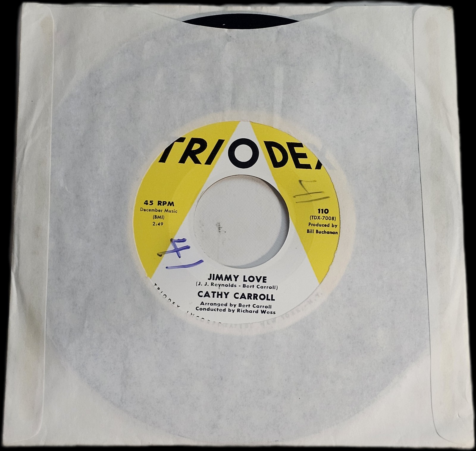 Cathy Carroll Jimmy Love / Deep In A Young Boy's Heart 110 Triodex 45RPM 7" 1961