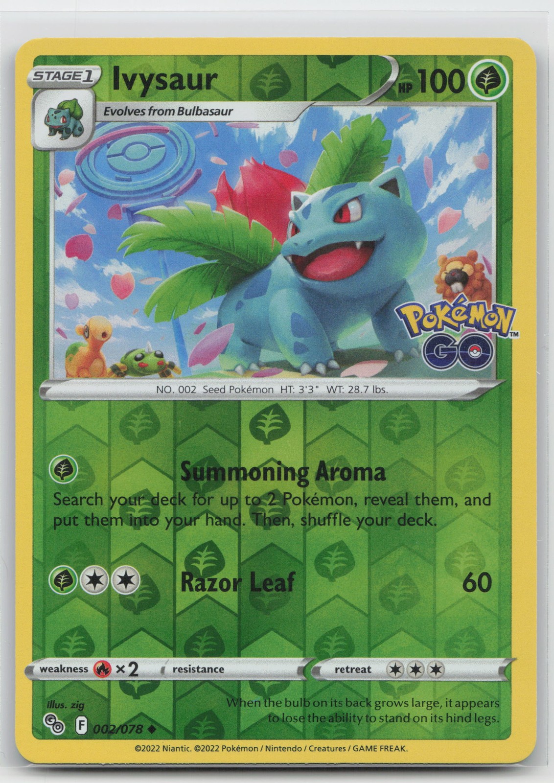 Pokemon GO Ivysaur 002/078 Pokemon non comune quasi nuovo