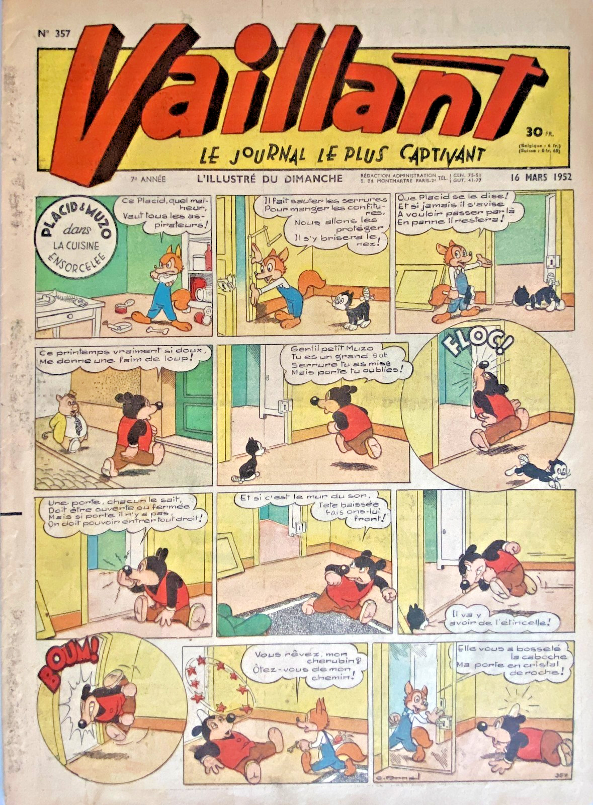 VAILLANT PLACID ET MUZO - LA PENSION RADICELE N° 357 Marzo 1952