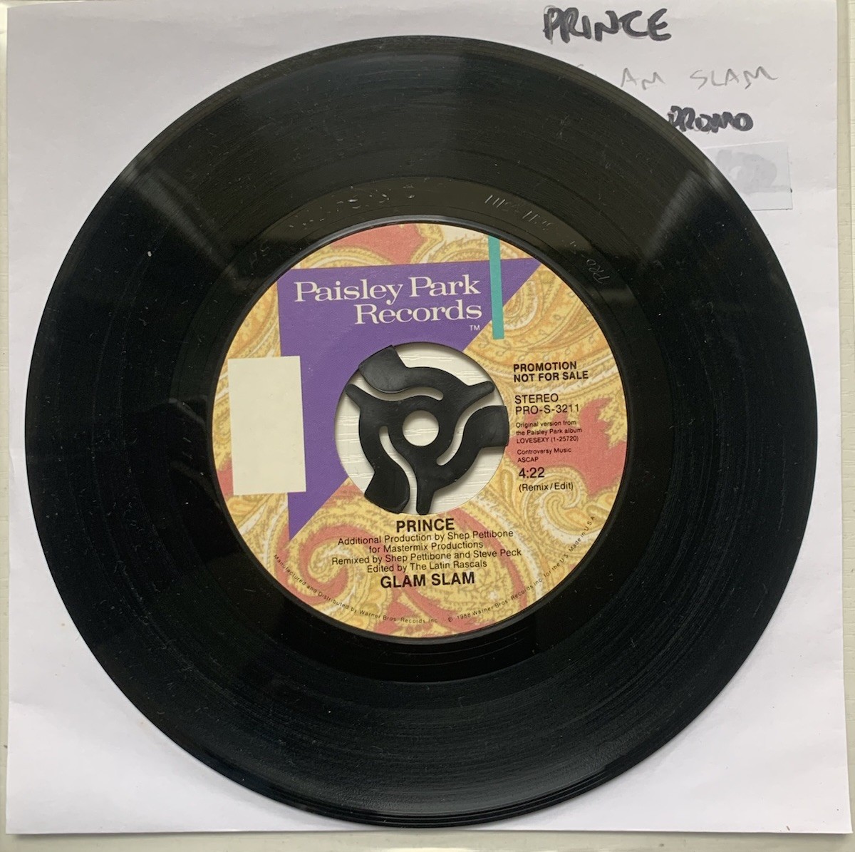 Prince Glam Slam PRO-S-3211 US Promo 7” Vinyl 1988 Paisley Park NM Lovesexy