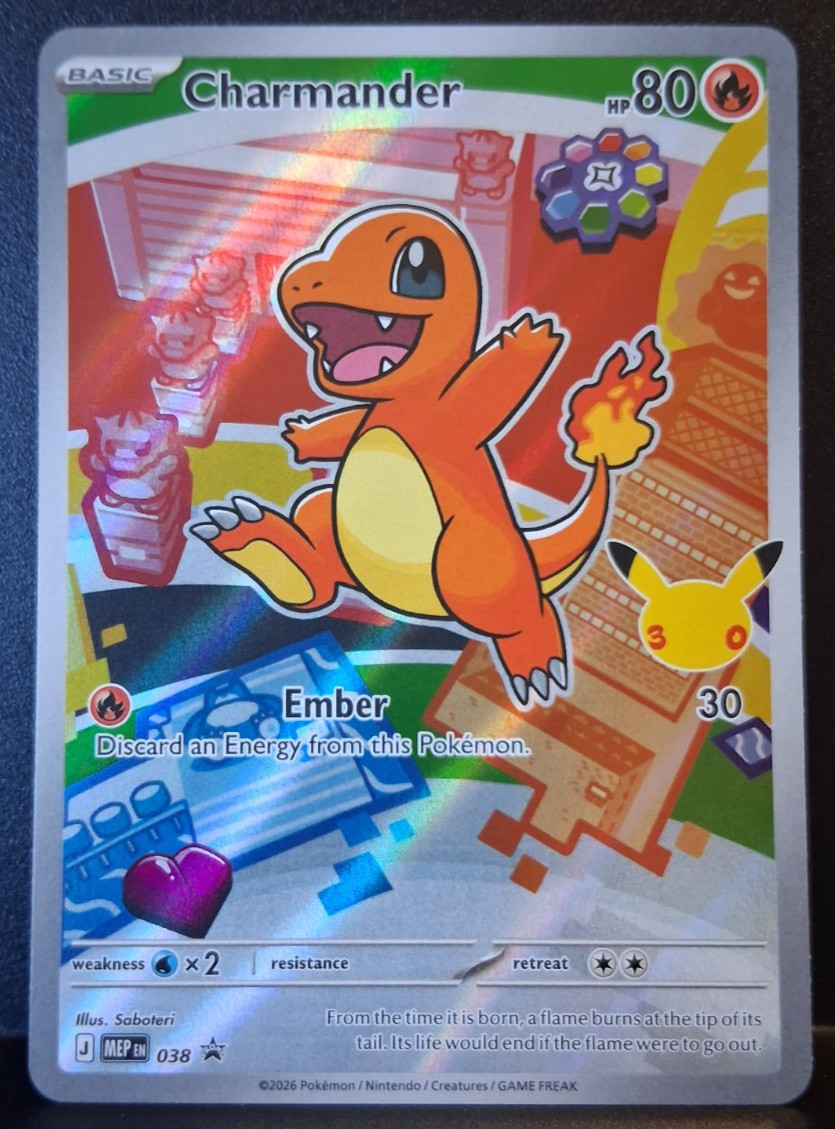 Pokemon Charmander 038 MEP Promo 30° Anniversario Primo Partner Full Art Holo NM