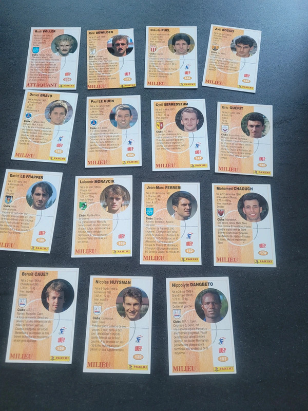 15 carte footballers Panini 1994