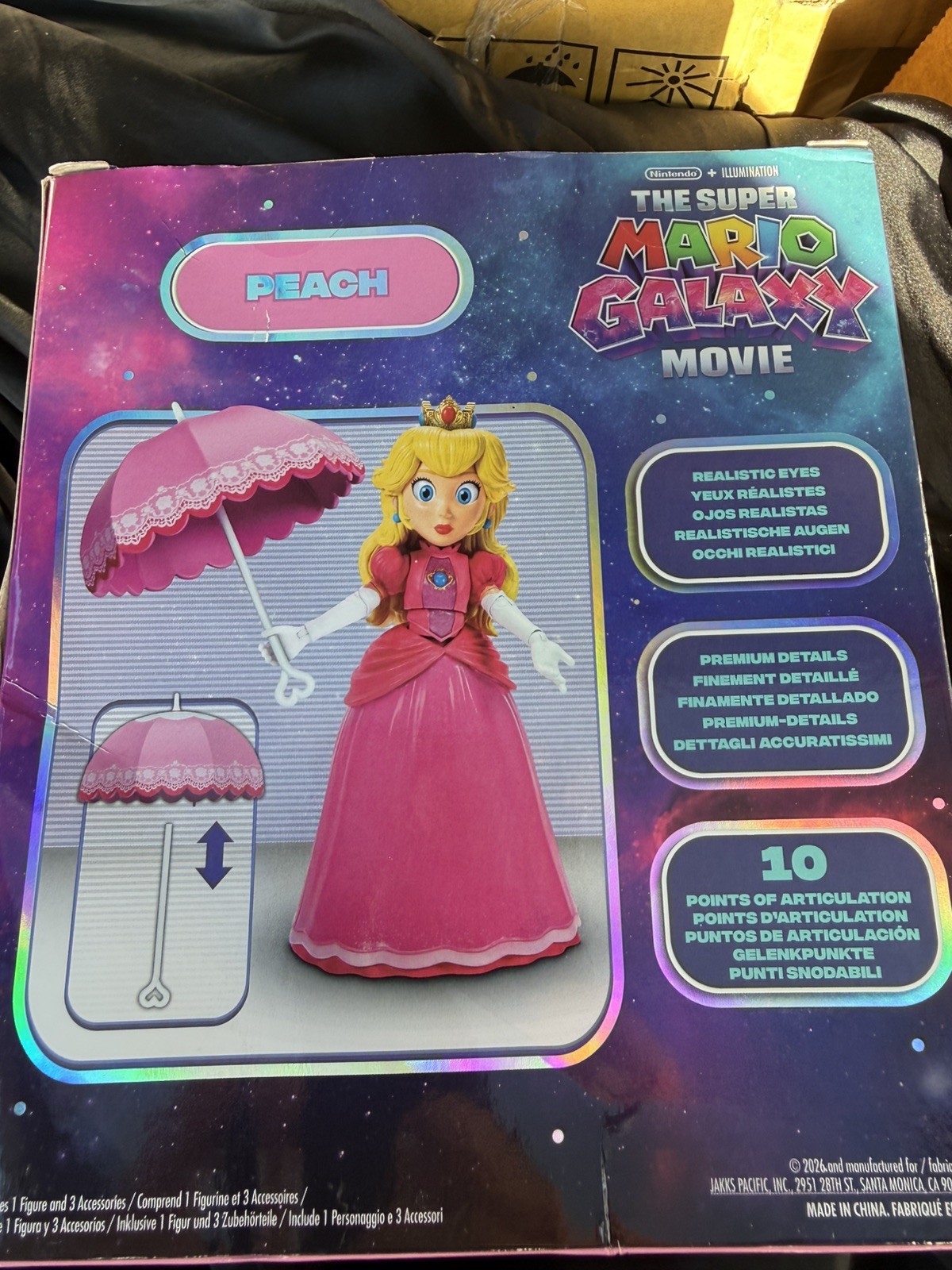 Super Mario Galaxy Movie Princess Peach 5 pollici personaggio con ombrello Jakks nuovo