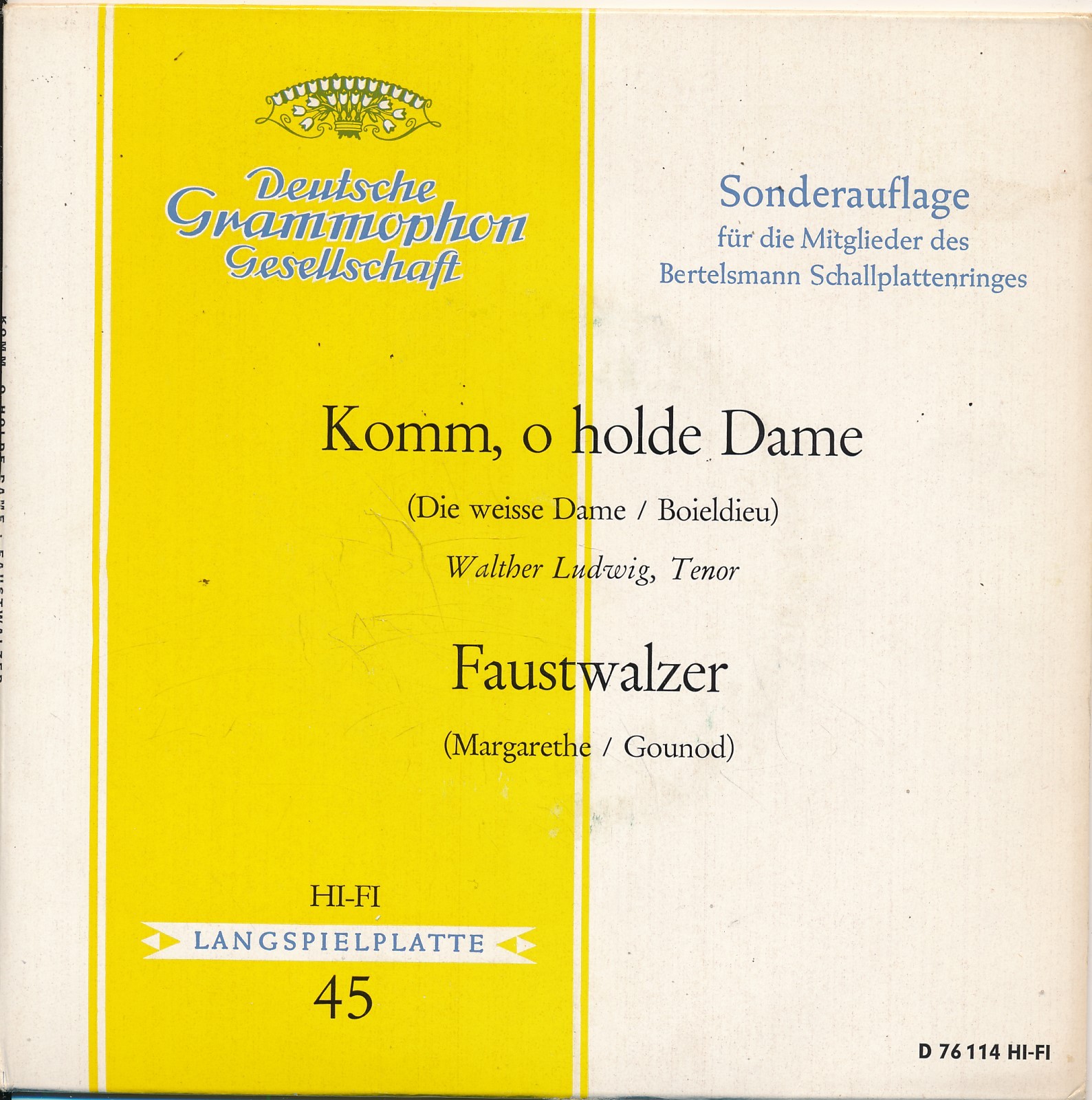 Komm, o holde Dame - Walther Ludwig, Tenor - Single 7" Vinyl 196/10