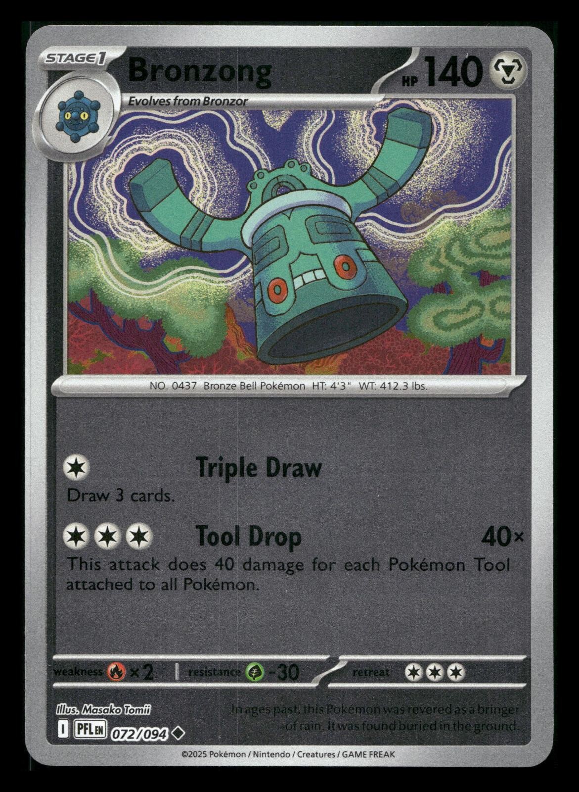 BRONZONG 072/094 UNCOMMON REVERSE HOLO PHANTASMAL FLAMES POKEMON NEAR MINT