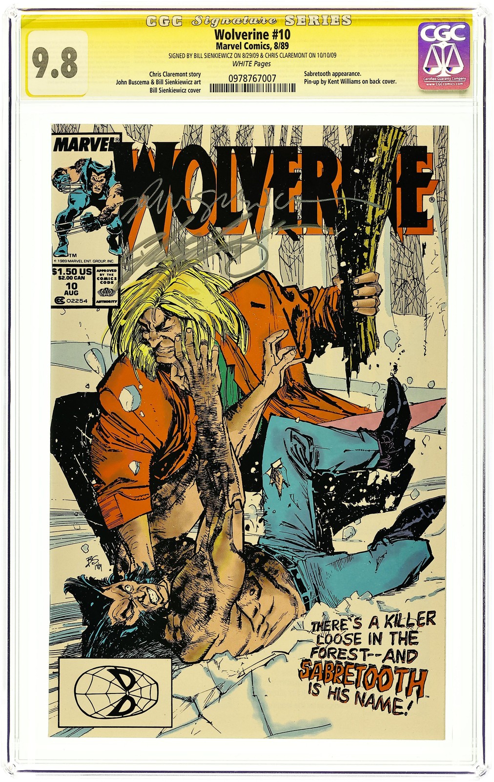 Wolverine #10D CGC 9.8 SS Sienkiewicz/ Claremont 1989 0978767007