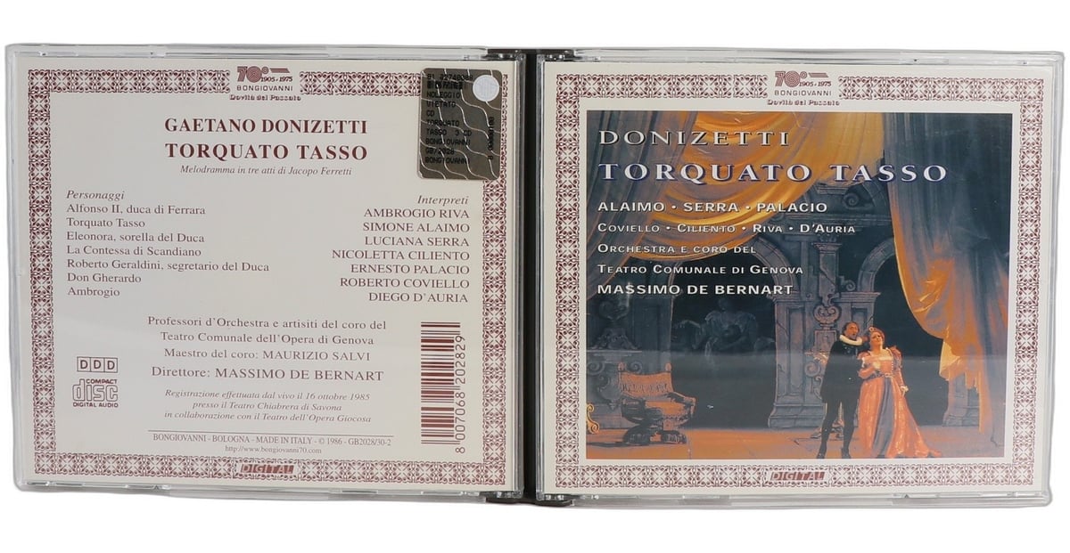 Donizetti Torquato Tasso Luciana Serra Alaimo Palacio Bongiovanni 3 CD Box Set