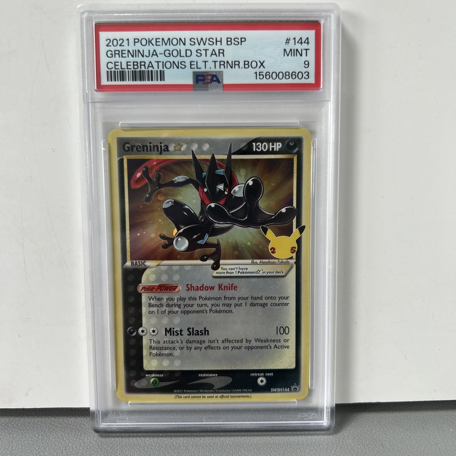 2021 POKEMON CELEBRATIONS ETB GOLD STAR GRENINJA SWSH144 PSA 9