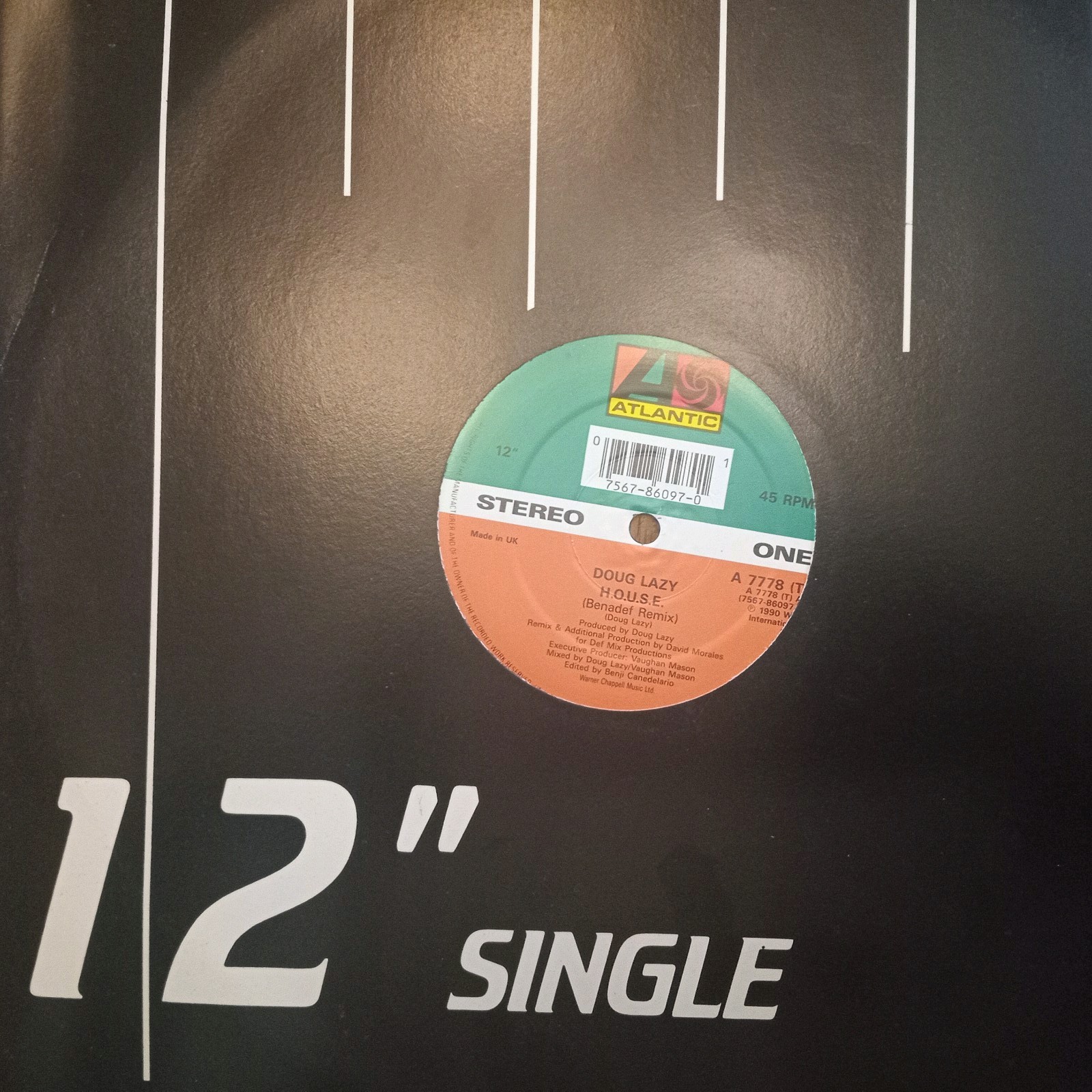 Doug Lazy - H.O.U.S.E. - UK 1990 Atlantic A 7778 T Vinyl 12" Single Record