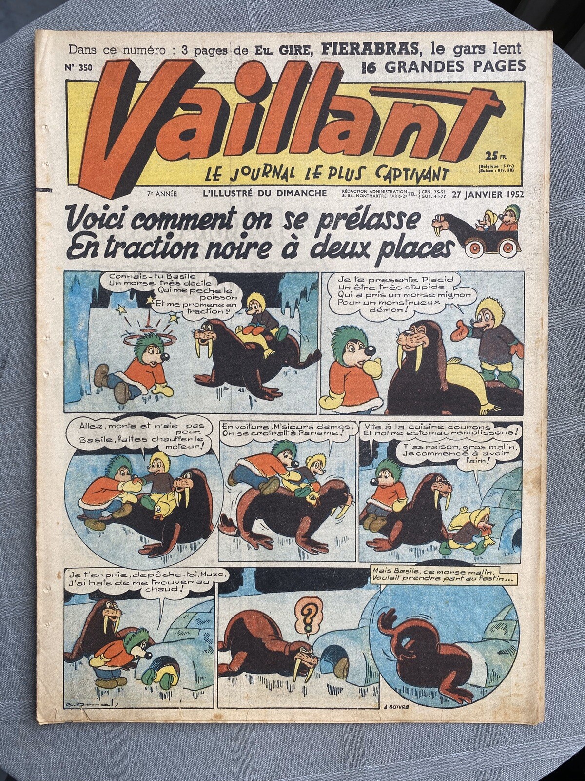 Vaillant Il Giornale Più Coinvolgente N°350 1952 Buone Condizioni