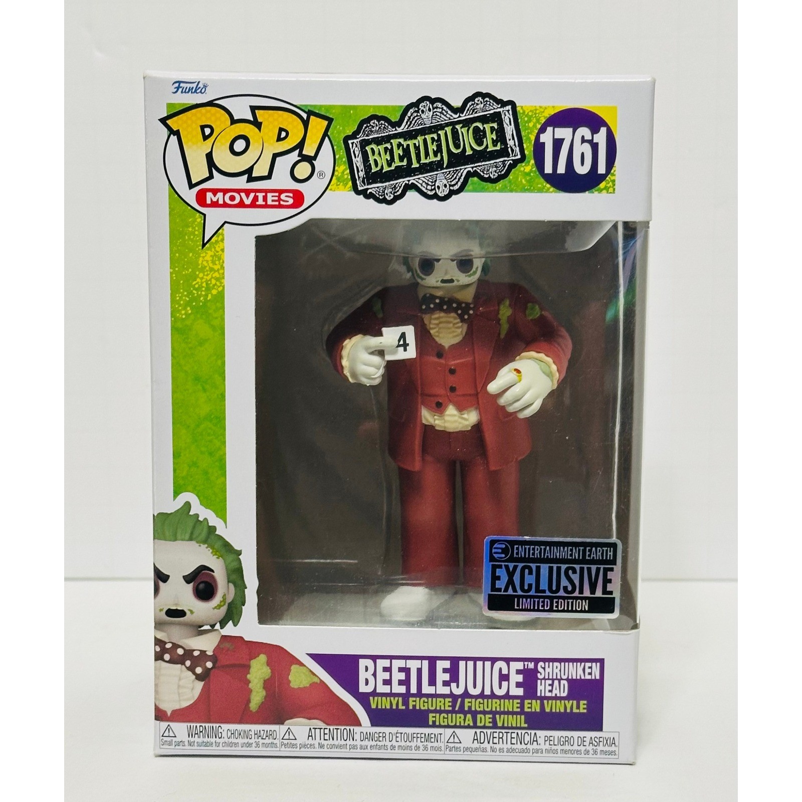 Funko Pop Beetlejuice Shrunken Head 1761 Entertainment Earth Figura esclusiva