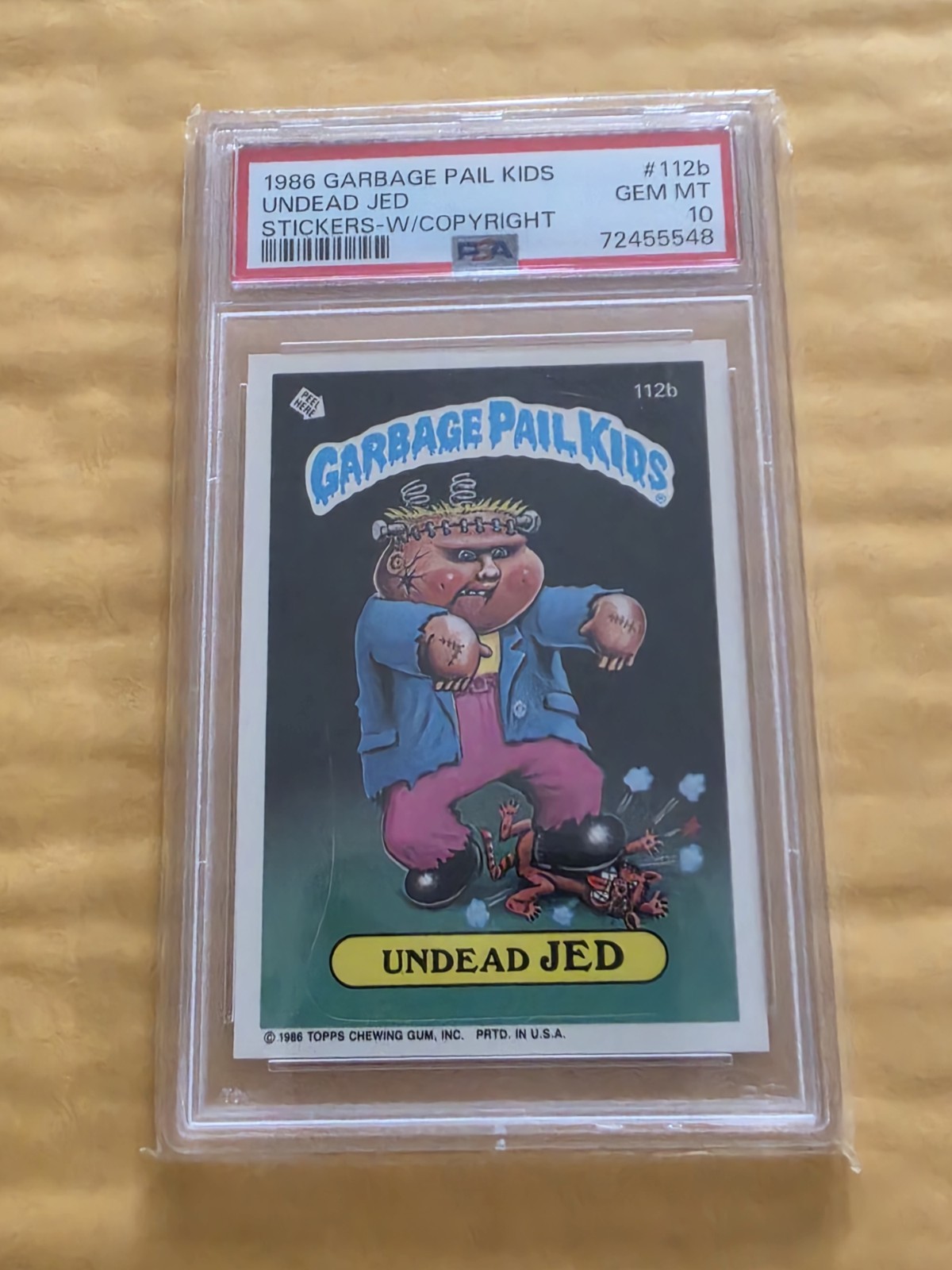1986 GARBAGE PAIL KIDS STICKERS #112b UNDEAD JED WITH COPYRIGHT Psa 10 Os3 Pop23