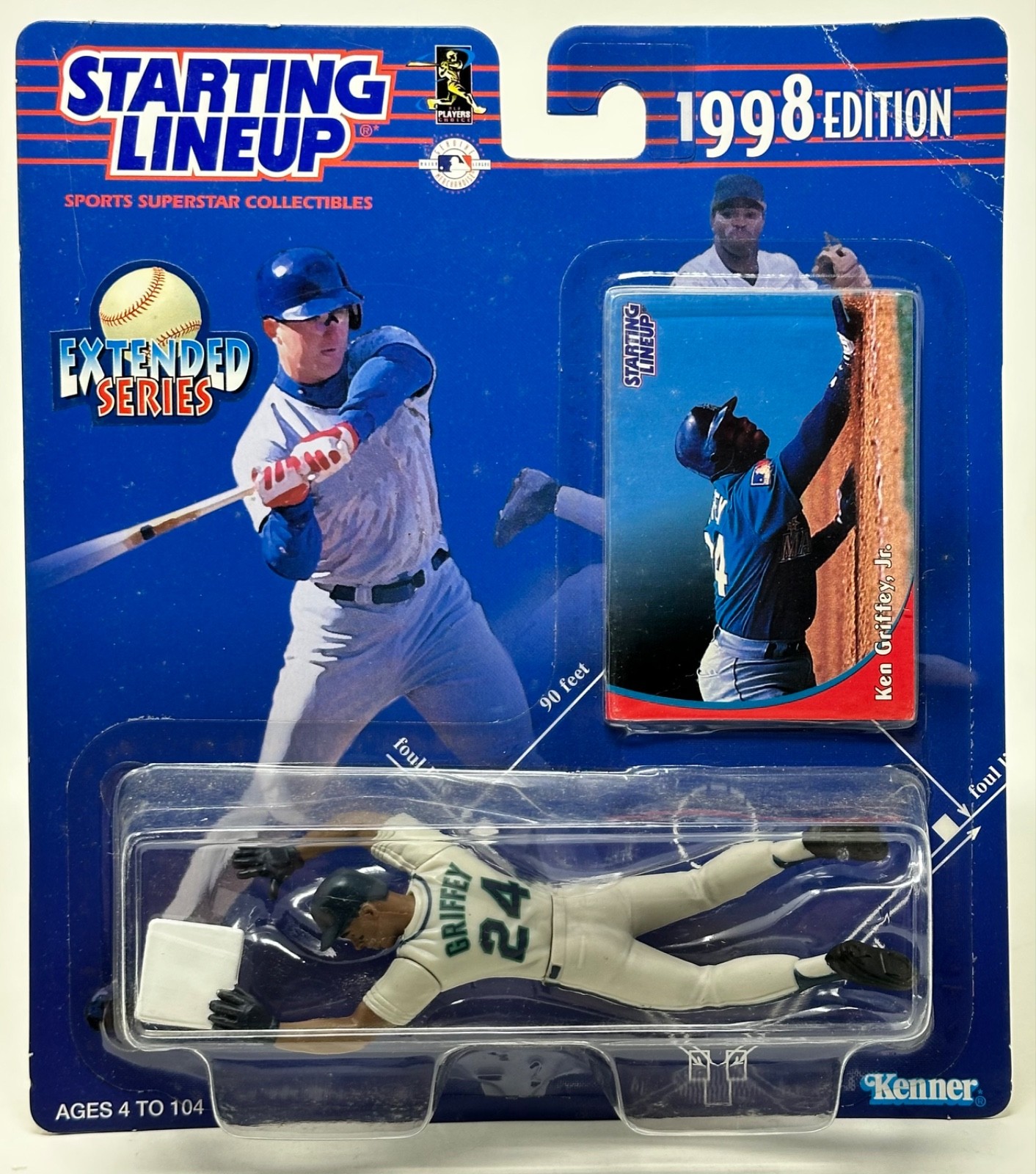 1998 KENNER START LINEUP MLB BASEBALL KEN GRIFFEY JR EXTENDED MARINERS MOC