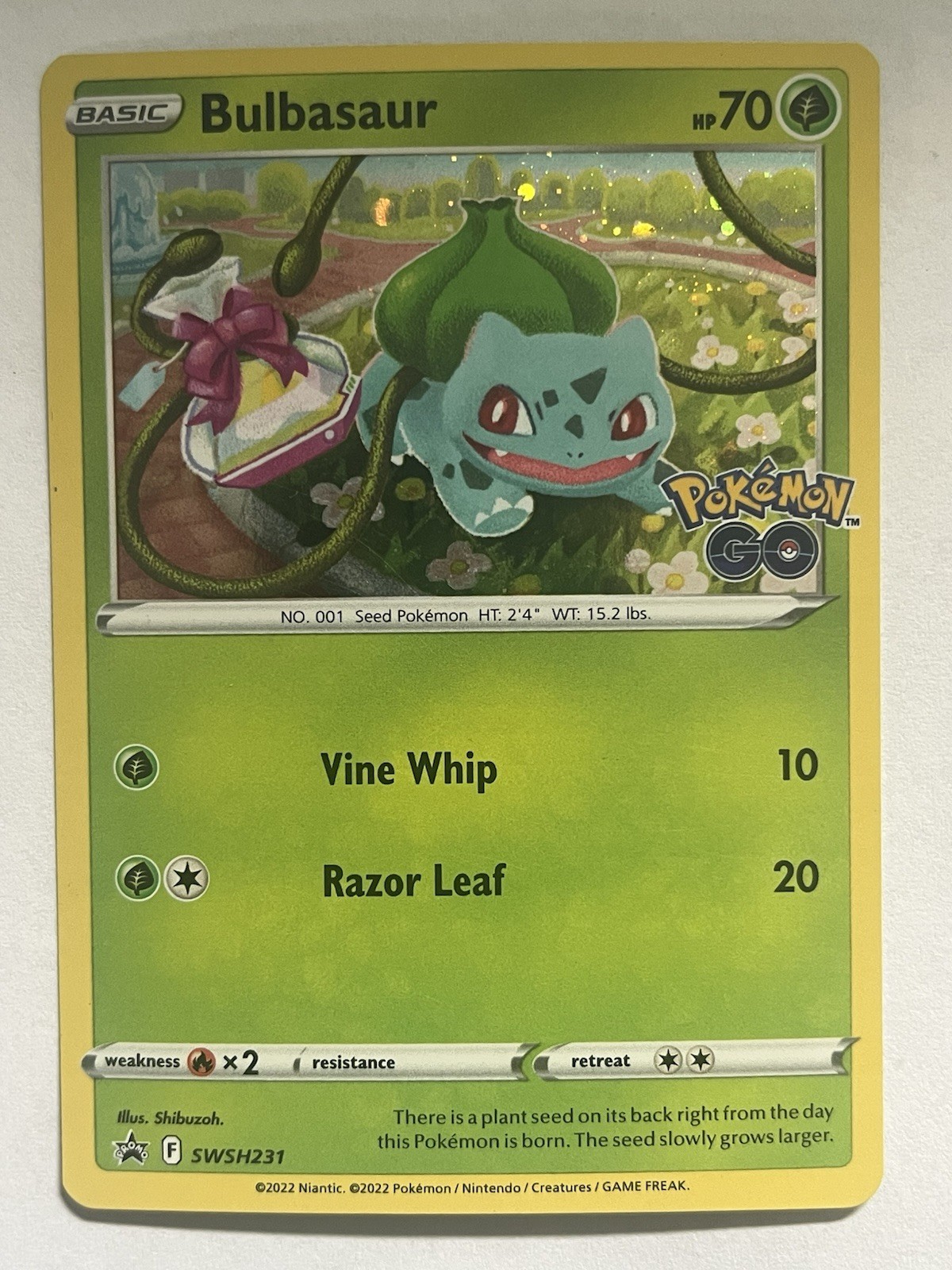 Bulbasaur SWSH231 Black Star Promo Pokemon GO Holo inglese leggermente giocato LP