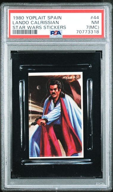PSA 7 NM MC LANDO CALRISSIAN 1980 YOPLAIT SPAGNA #44 STAR WARS CLASSIFICATO DURO TPHLC