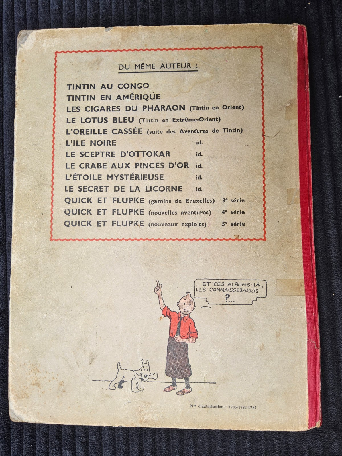 Tintin - L’étoilé mystérieuse - A20 - Dos blanc de 1943
