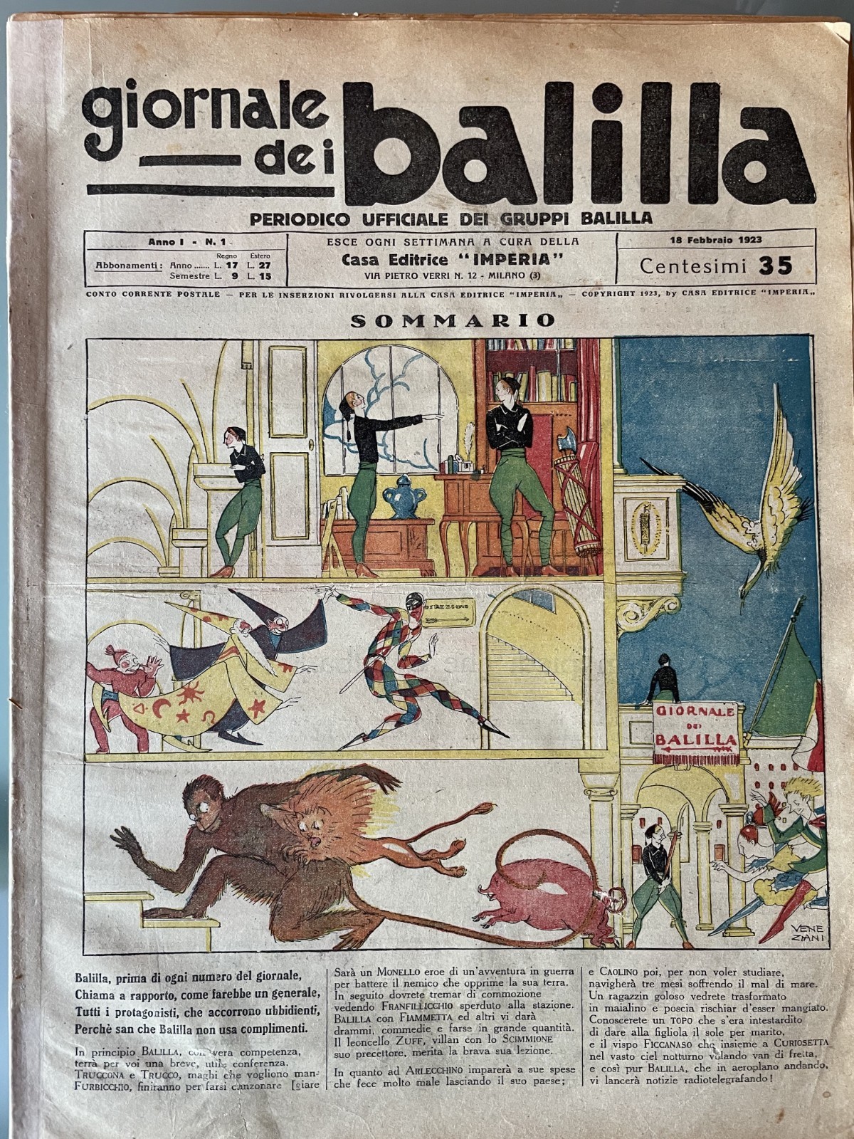 IL BALILLA supplemento del POPOLO D'ITALIA  anno I 1923 1-46 CPL RARISSIMO