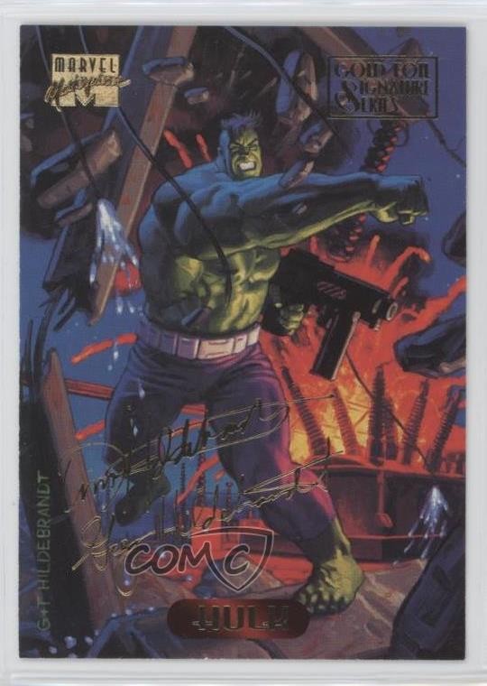 1994 Fleer Marvel Masterpieces Gold Foil Signature Series Hulk #50 2f4