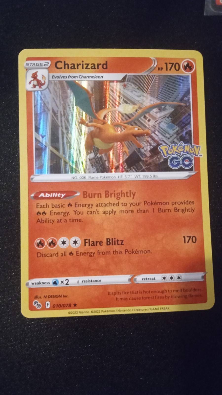 The Pokémon Company Charizard 010/078 Pokémon GO Holo Stage 2 170 HP 