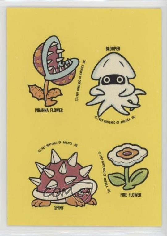 1989 Topps Nintendo Stickers Pirhana Flower Blooper Spiny Fire Flower #26 0eq9