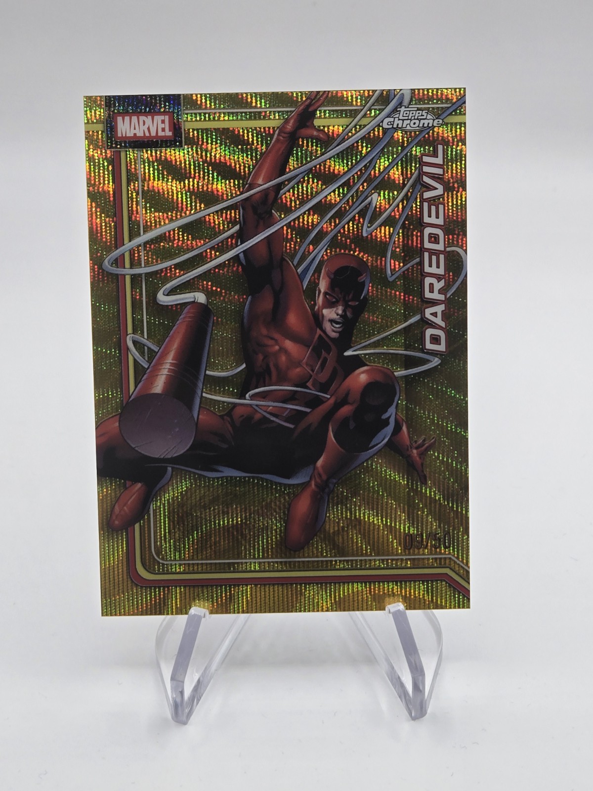 2026 Topps Chrome Marvel Comics - Daredevil rifrattore onda oro #25 09/50 