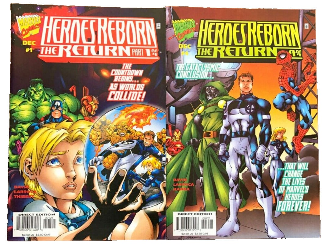 Lotto 2 fumetti Marvel HEROES REBORN Il ritorno parte 1 e parte 4 fumetti usati