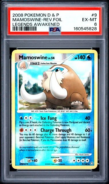 2008 Pokemon Legends Awakened #9 Mamoswine Reverse Holo PSA 6 Ex Mt