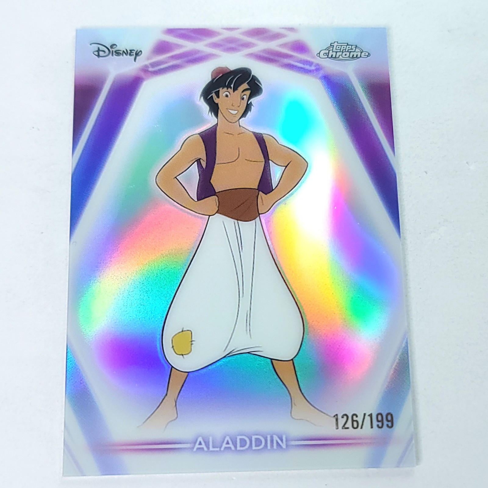 Aladdin Topps 2026 Disney Neon Holo Cromo Rifrattore Limitato 126/199 CNE