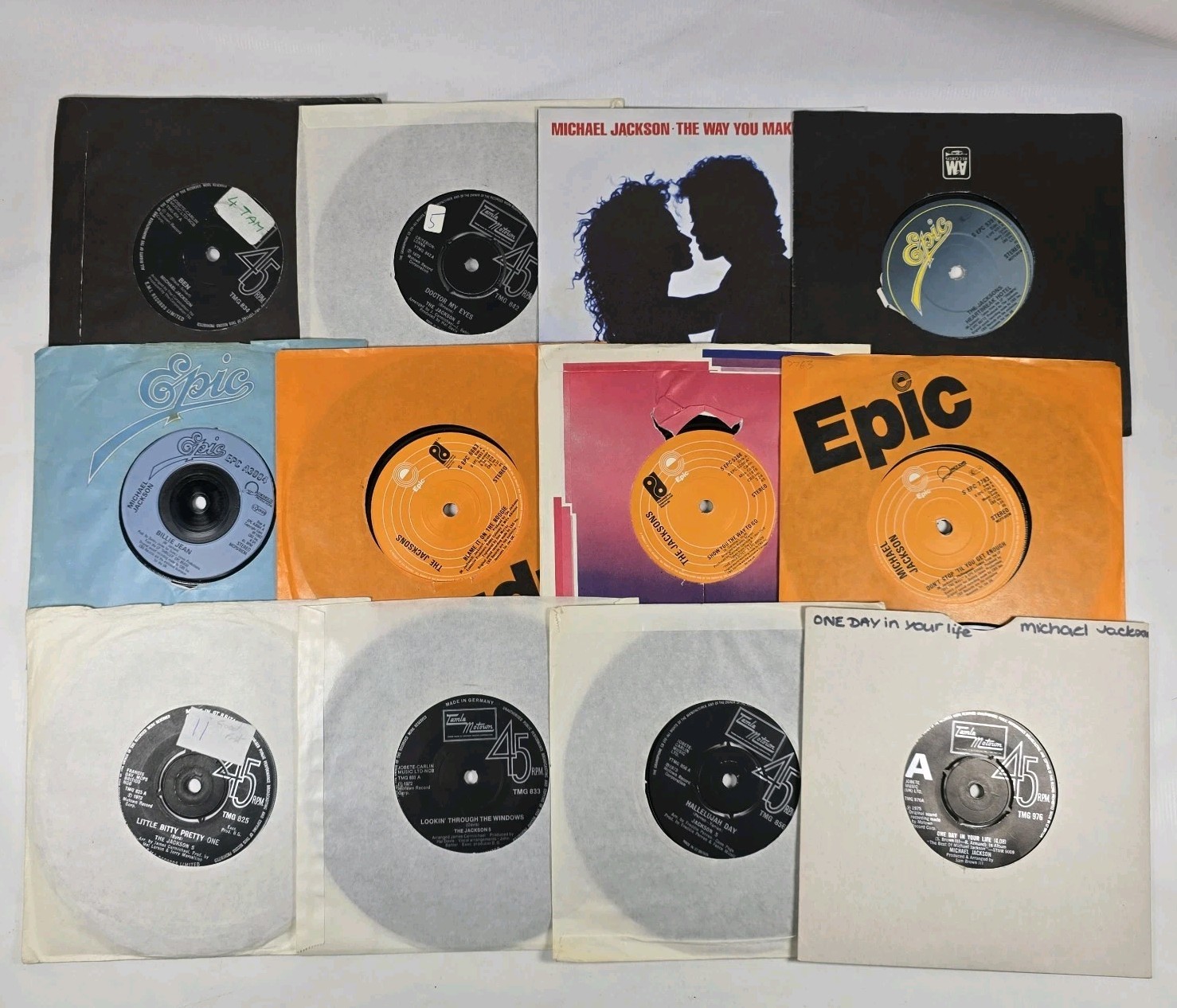 Michael Jackson Jackson 5 Vinyl 7" Single Bundle Lot 12 Records Motown Epic VG+