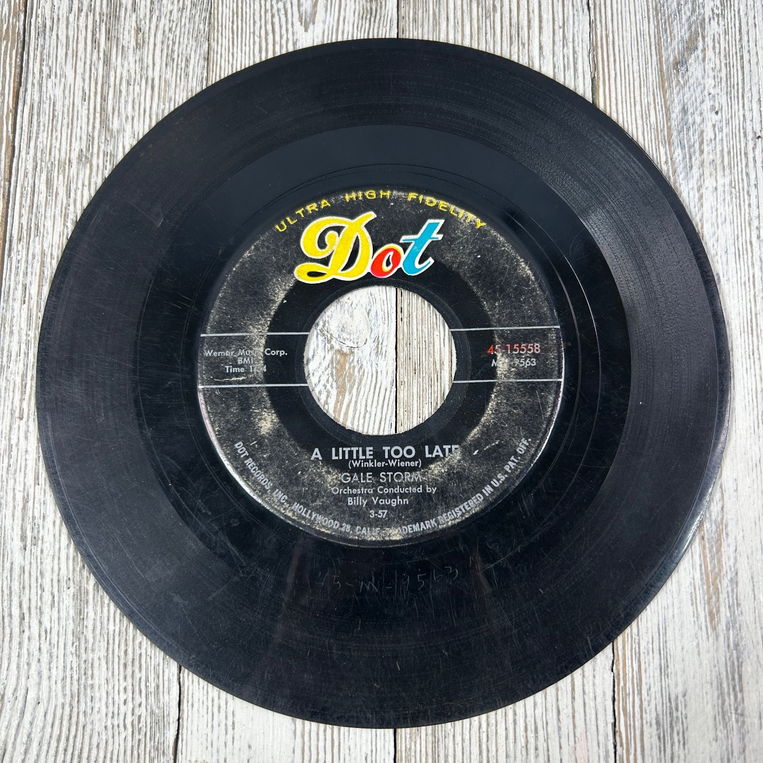 Gale Storm - A Little Too Late 7" Record 1957 Dot Pop Vocal 45 RPM