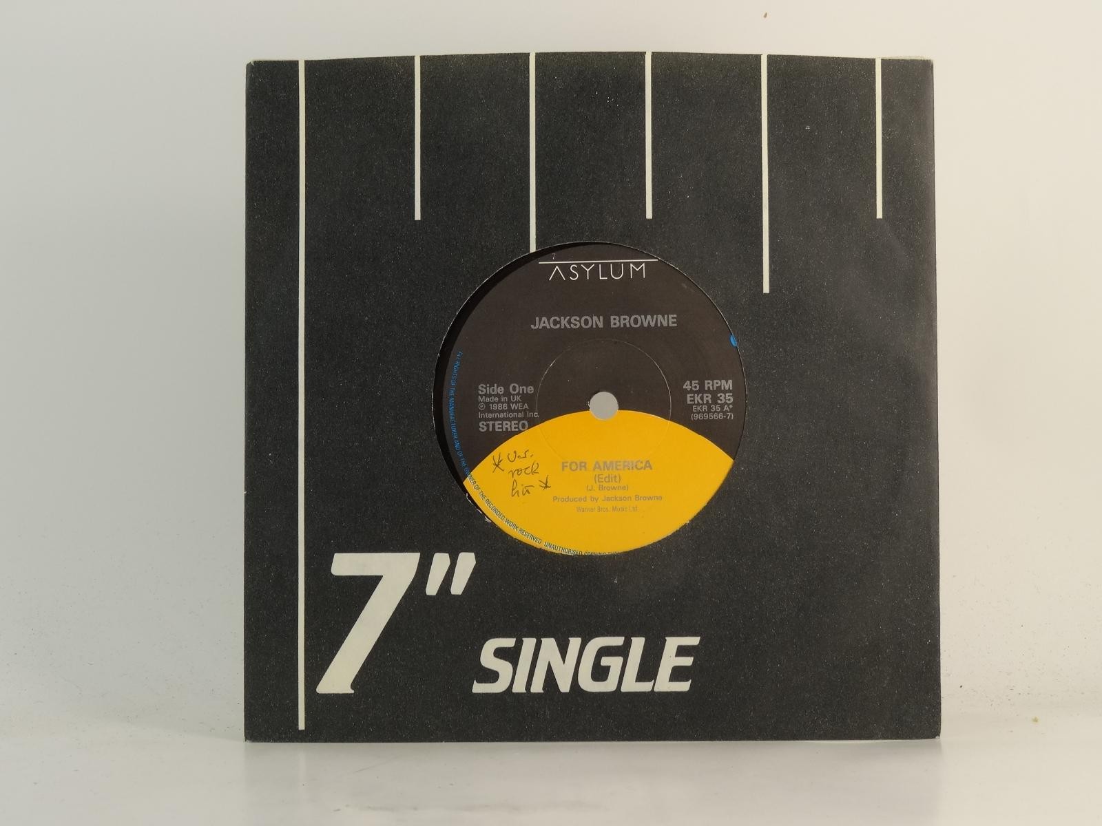 JACKSON BROWNE FOR AMERICA (78) 2 Track 7" Single including Company Sleeve ASYLU