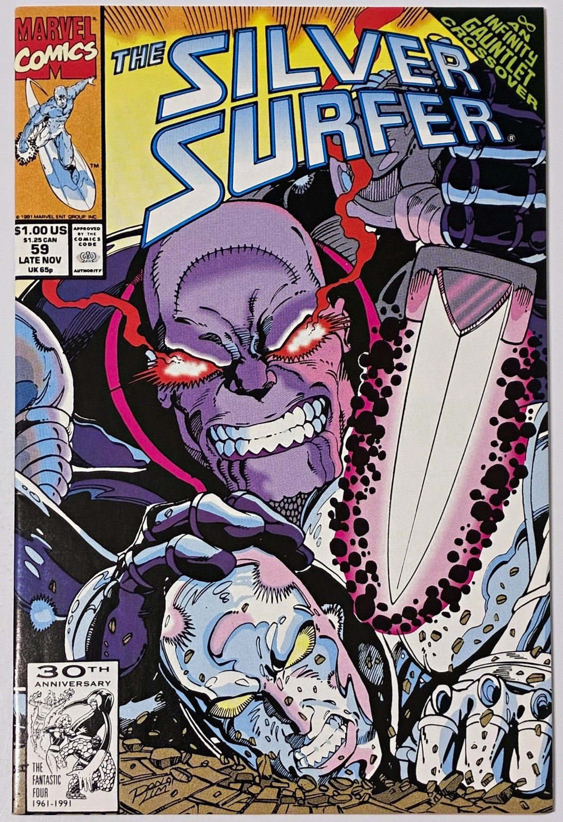 Acquista 2 ricevi 2 gratis! (CHECK PROMO) Silver Surfer #59 1991 Guanto Infinity (NM-)