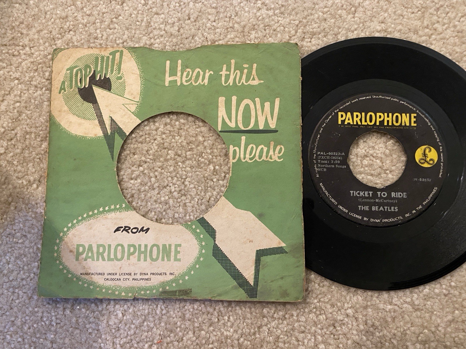The Beatles 45 rpm Philippines 7" Ticket To Ride