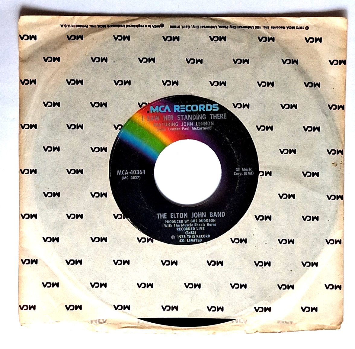 Elton John featuring John Lennon I Saw Her Standing There 7" Vinyl (1975) EX