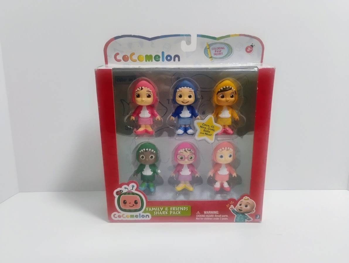 JAZWARES COCOMELON FAMILY & FRIENDS SHARK PACK NUOVO CON SCATOLA