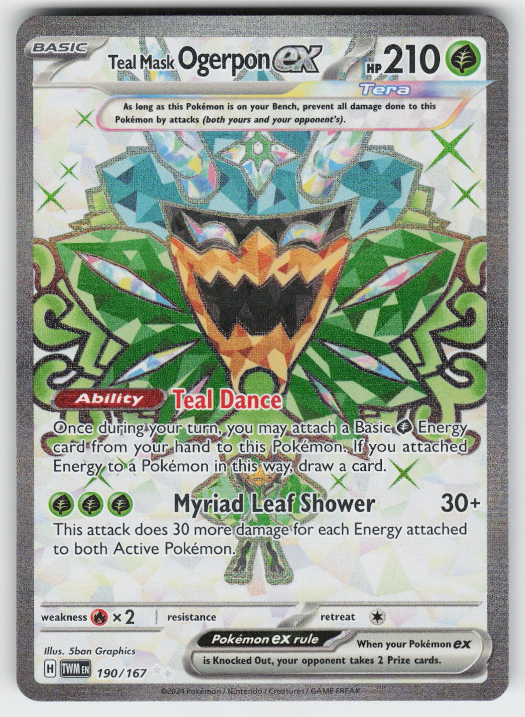 Teal Mask Ogerpon ex Holo Ultra Rare SV06: Twilight Masquerade 190/167 NM