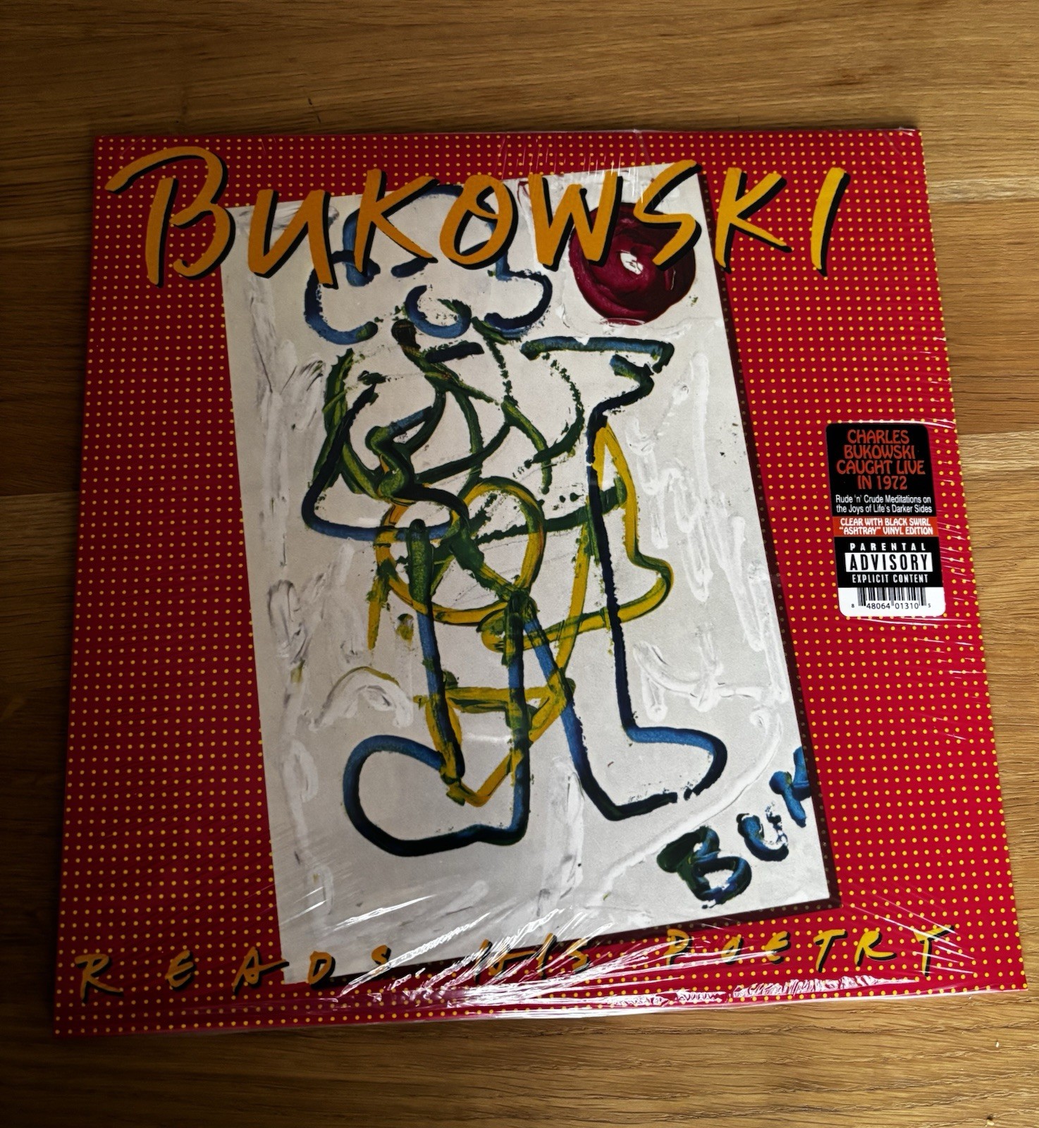 Charles Bukowski ‎– Reads His Poetry - Clear w/ Black (Ashtray) Vinyl NEW