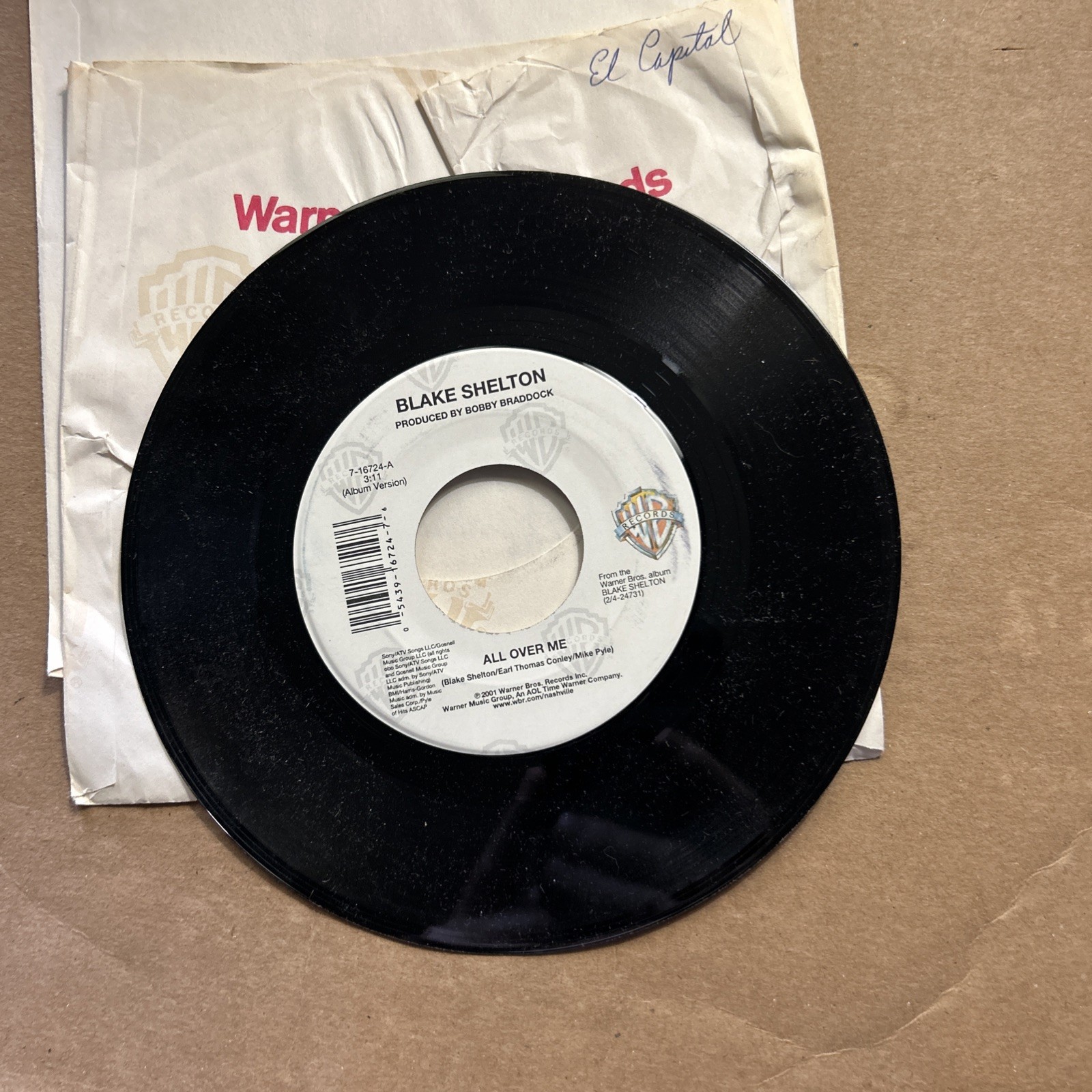 Blake Shelton All Over Me/Every Time I Look At You 2001 Warner Bros 45