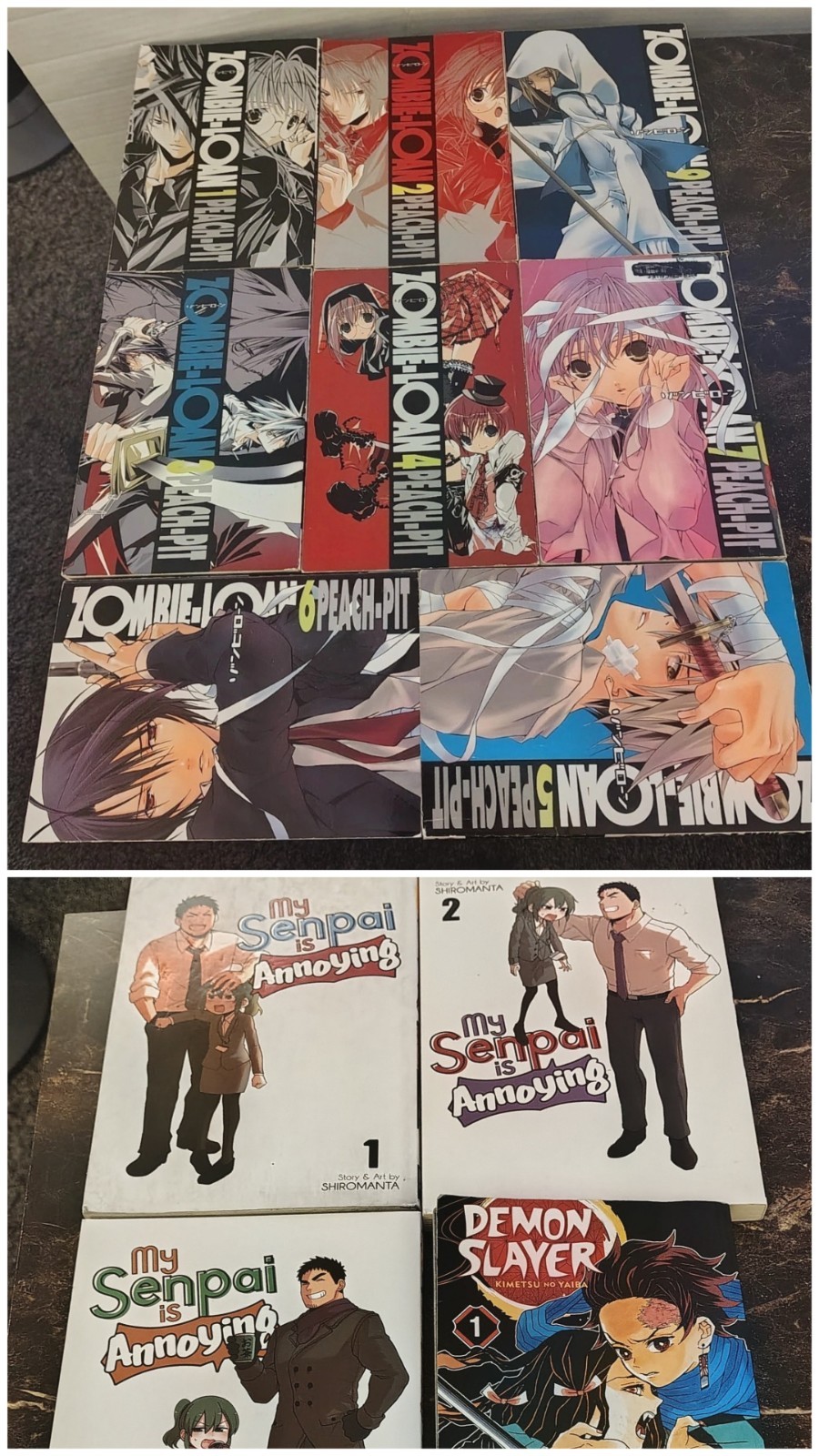 Lotto Manga Zombie-Loan Books 1~7 & 9 & My Senpai Is fastidioso & Demon Slayer 