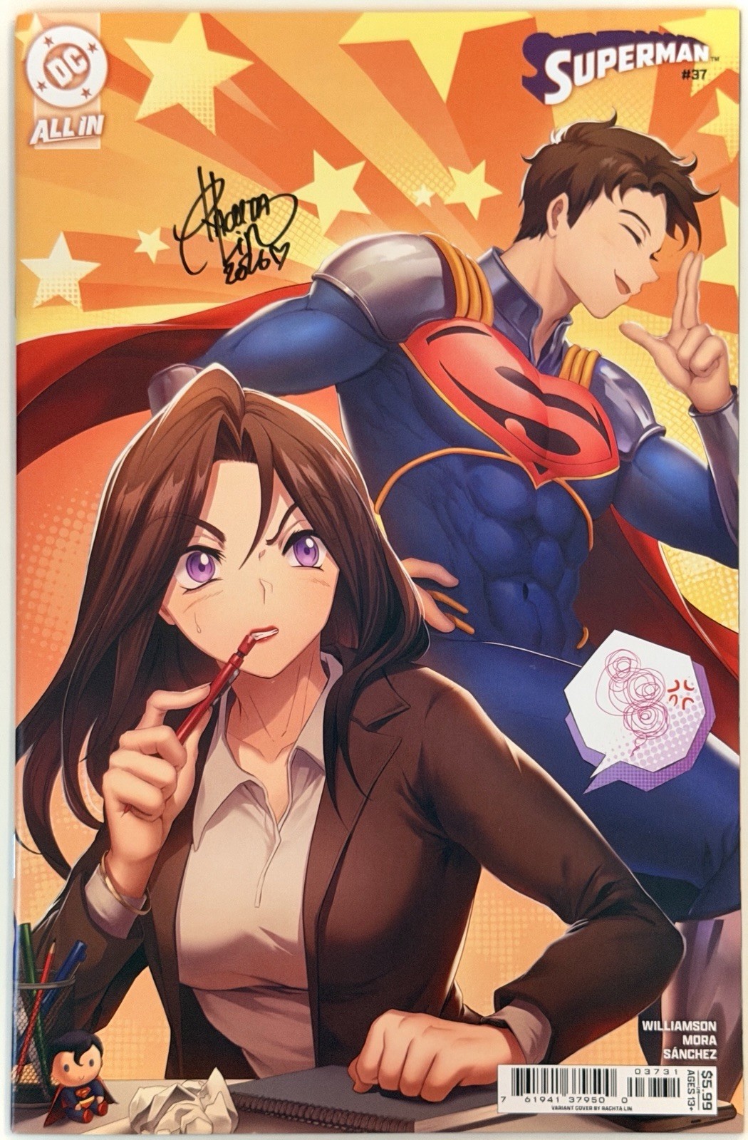 Superman #37 C - Firmato dall'artista Rachta Lin con certificato di autenticità - Lois Lane Lex Luthor Krypto