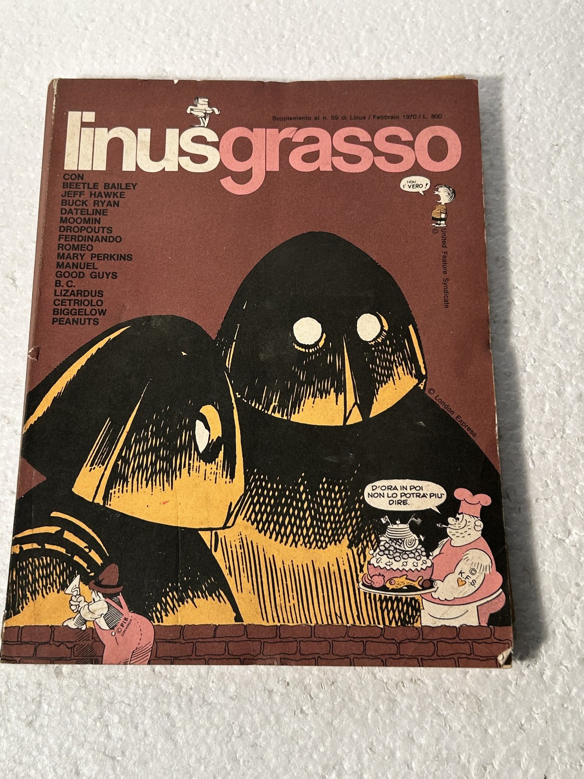 LINUSGRASSO SUPPLEMENTO AL LINUS Nº59 DIFEBBRAIO 1970 FUMETTO OLD COMICS