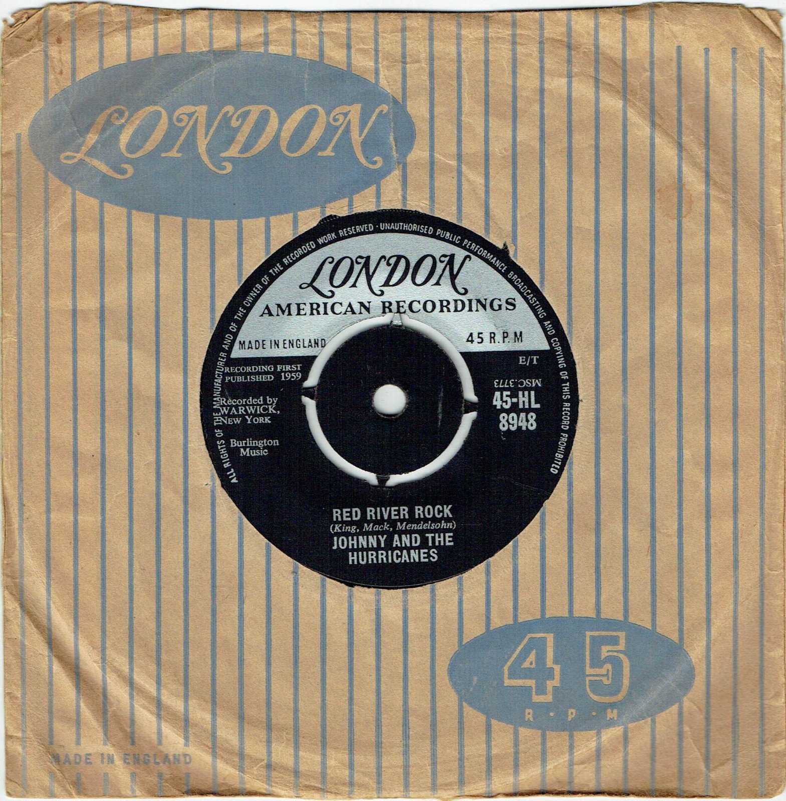 Johnny & The Hurricanes - Red River Rock/Buckeye HL8948 VG Hear It!